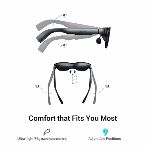 Adjustable smart glasses showing comfort features.