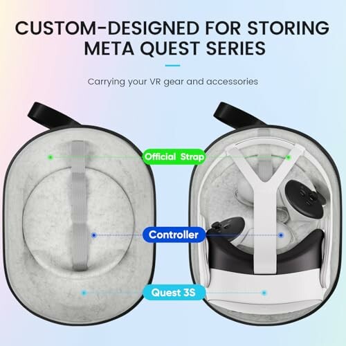 Custom-designed carrying case for Meta Quest Series VR gear.